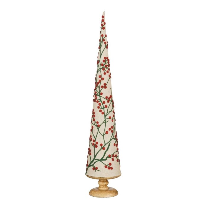 ALBERO DECORATO COTONE BIANCO ROSSO H.78